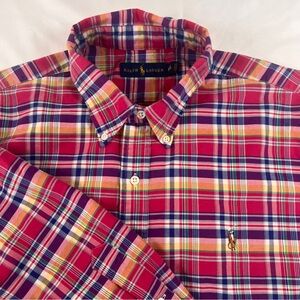 Ralph Lauren Men's Multicolor Plaid Long Sleeve Button Down Shirt Size XXL Logo